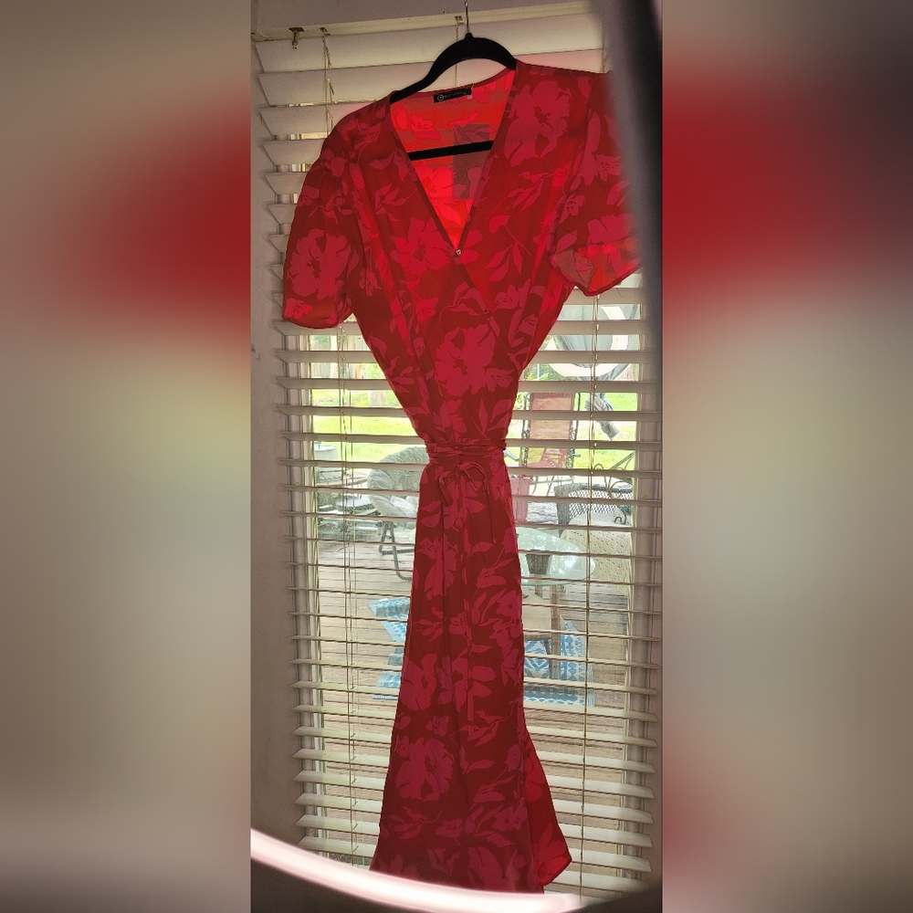 Pink and red flowy dress